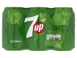 7UP Sparkling Lemon and Lime Drink Cans, 6 x 330 ml