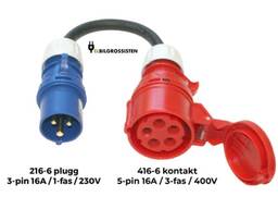 Ladekabeladapter — 16A/1-Phasen blauer CEE-Industriestecker (216-6)
