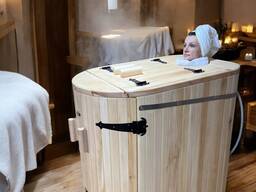 Minisaunen, Fasssauna aus Lindenholz für 1 Person, Minisauna für Balkon, Sauna für Garten