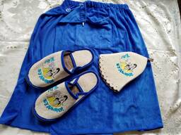 Набор банный, мужской набор для бани "Будьмо!", набор с шапкой для бани и килтом/парео,