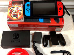 Nintendo Switch V2 32GB Console with Red/Blue Joy-Con Bundle w/ Incredibles Game